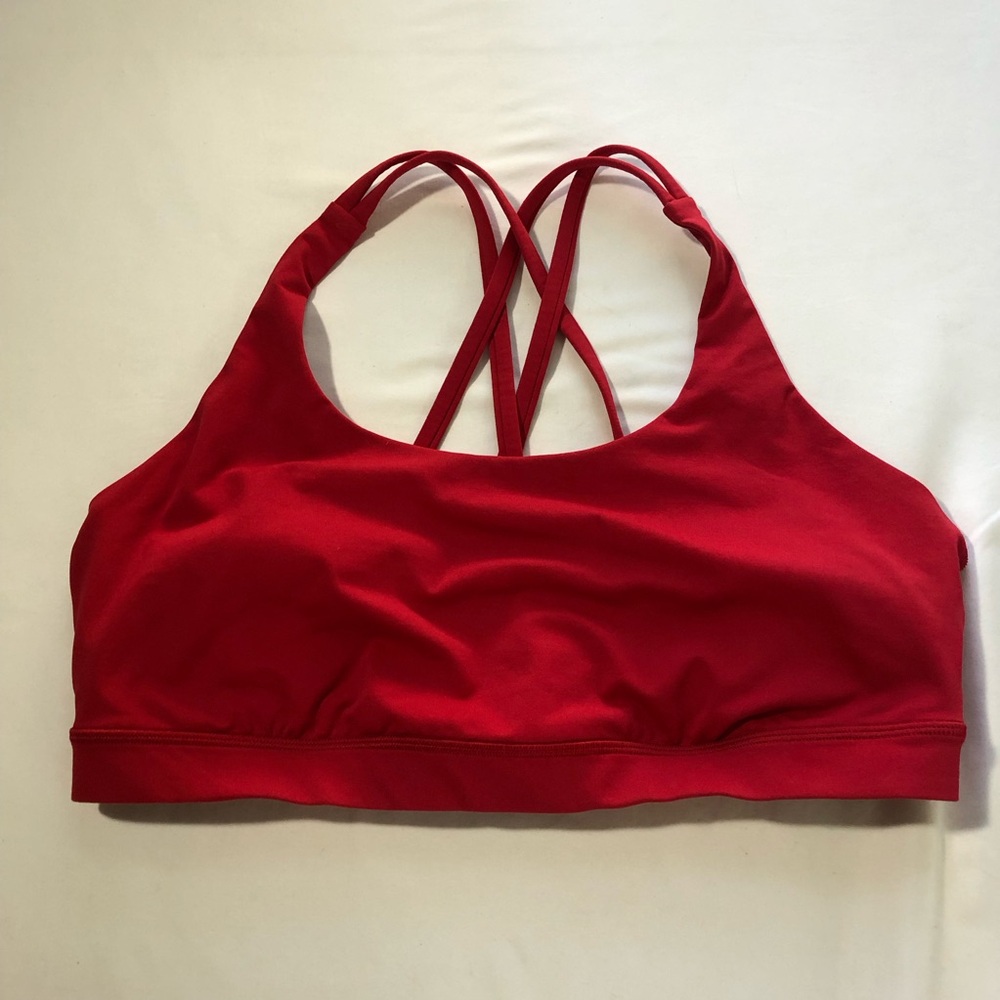 lululemon Energy Bra red strappy racerback sz 14